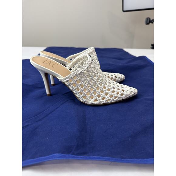 NWOT Celestia Woven Pointed-Toe Mules White INC International Concepts Boho 6.5 - Picture 2 of 11